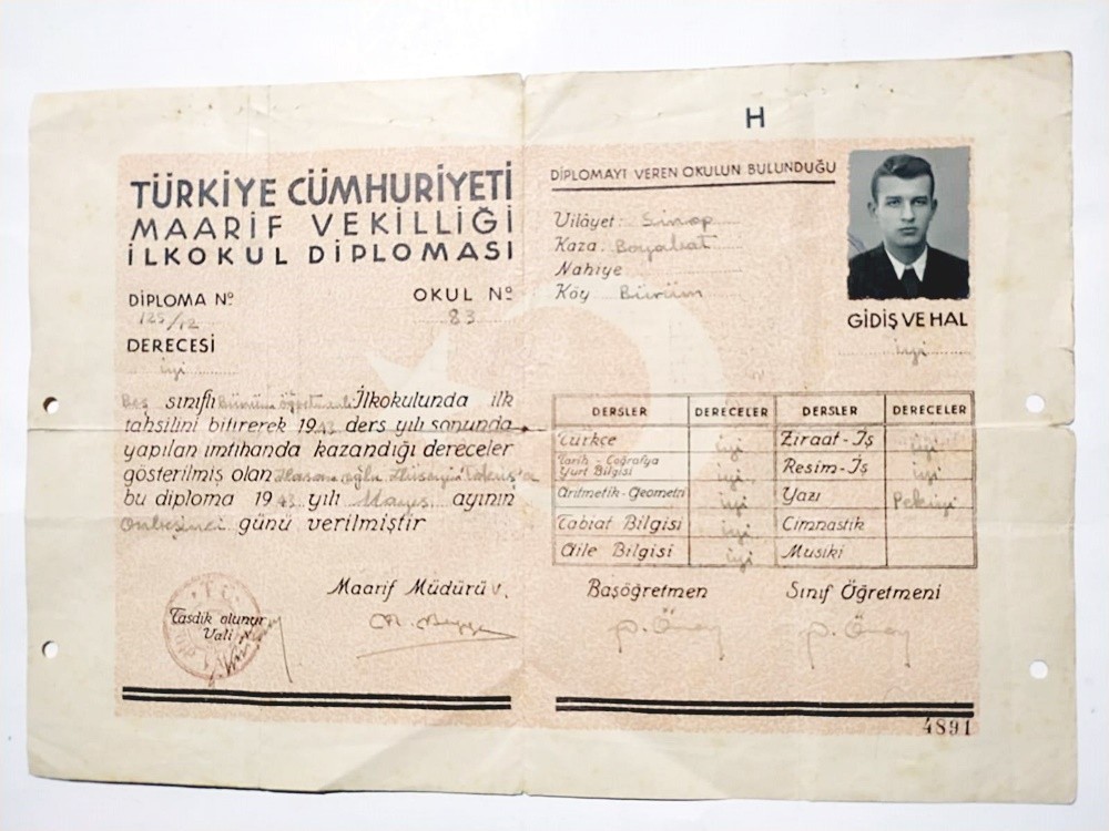 İlkokul Diploması Sinop / Boyabat 1943