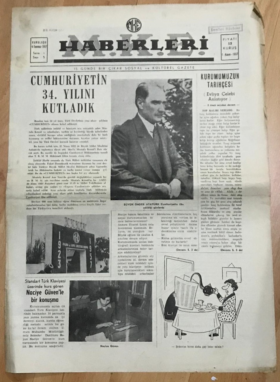 MKE Haberleri gazetesi - 1 Kasım 1957