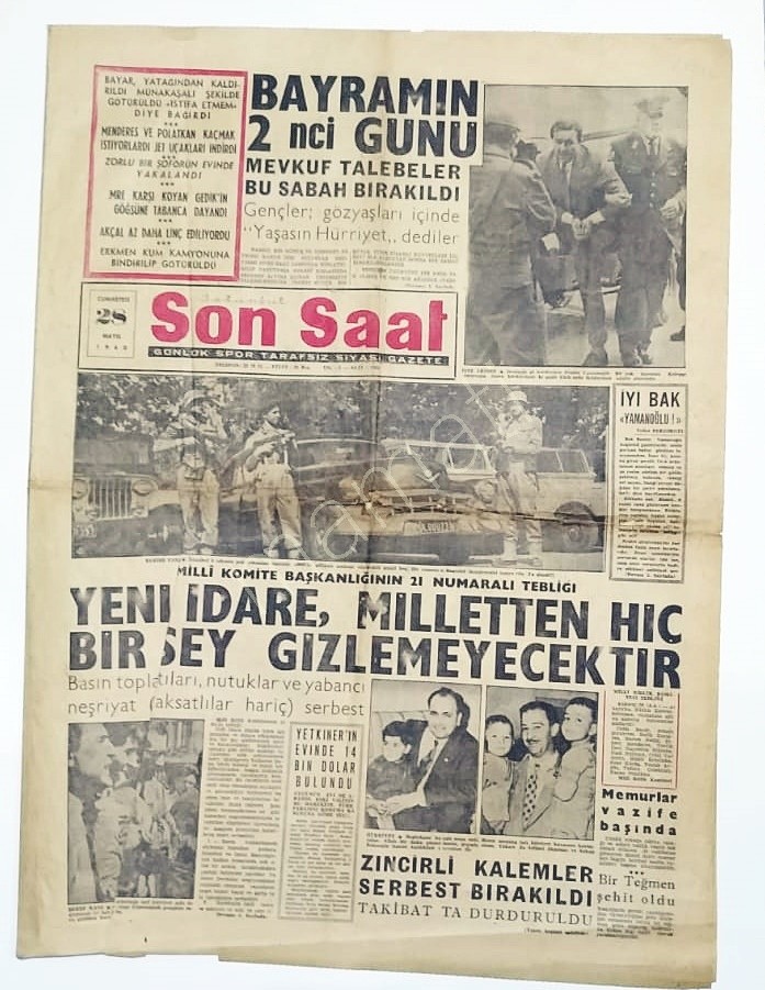 28 Mayıs 1960 tarihli, Son Saat gazetesi