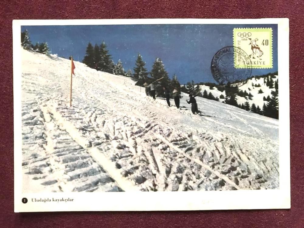 Uludağ'dan manzaralar - Pullu, Uludağ damgalı kartpostal