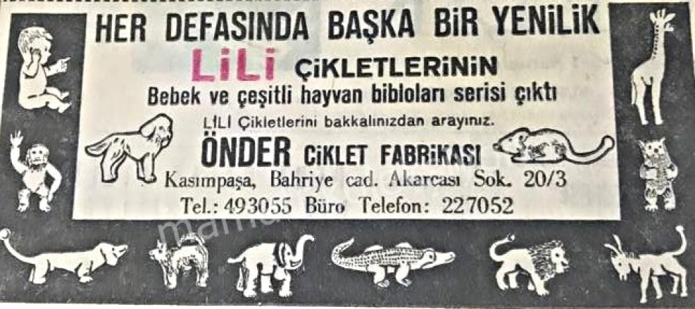 Lili Çikletleri - Önder Çiklet Fabrikası / Dergi, gazete reklamları