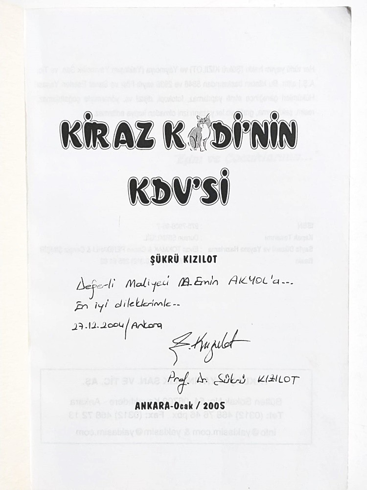 Kiraz Kedinin KDV si / Şükrü KIZILOT - İmzalı Kitap