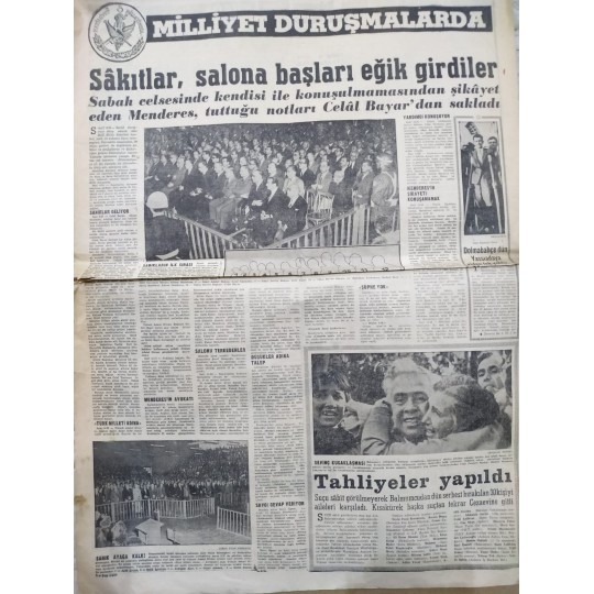 Yassıada'dan ilk resimler / 10 Ekim 1960 Tarihli Milliyet Gazetesi - Şakir Zümre / Gazete