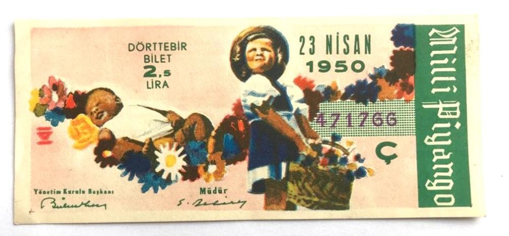 23 Nisan 1950 Dörtte bir bilet - Baht gişesi / Piyango bileti