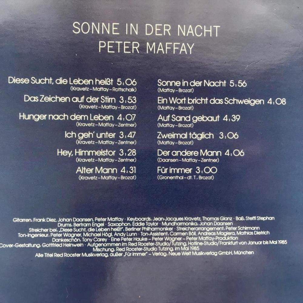 Sonne in der nacht - Peter MAFFAY - Plak