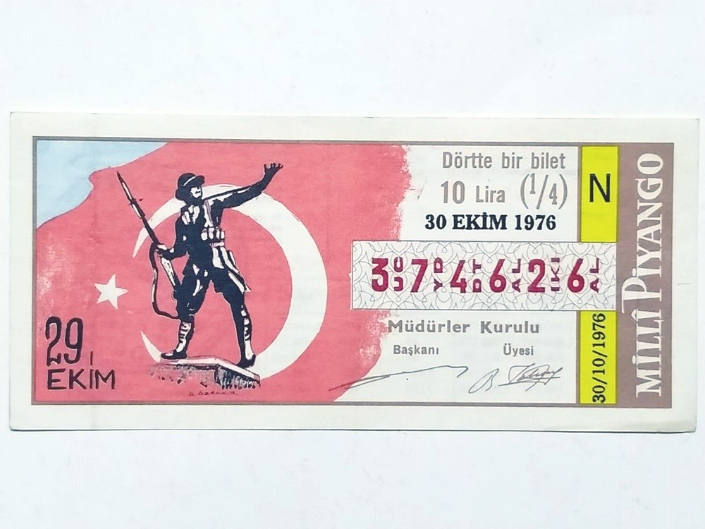 30 Ekim 1976 Dörtte bir bilet / 29 Ekim temalı - Milli piyango bileti