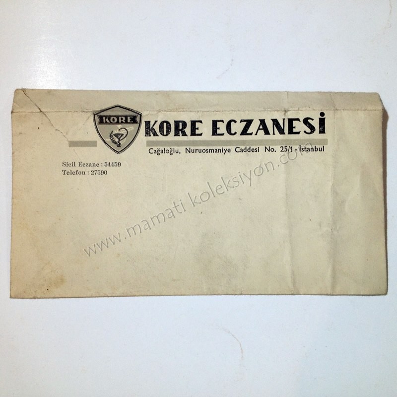 Kore Eczanesi - Antetli zarf Tıp Eczacılık Efemeraları, Kore - Efemera