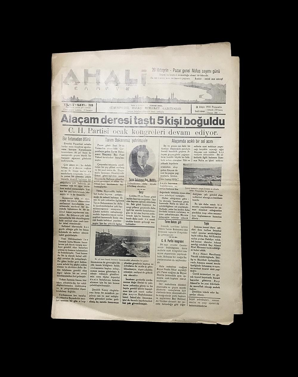 Ahali Karadeniz Samsun Gazetesi 20 İlkteşrin 1935 - Gazete