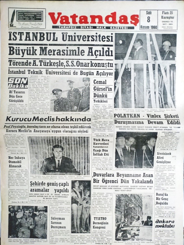 Polatkan Vinlex şirketi duruşmasına devam edildi 14.11.1960 Adana Vatandaş gazetesi