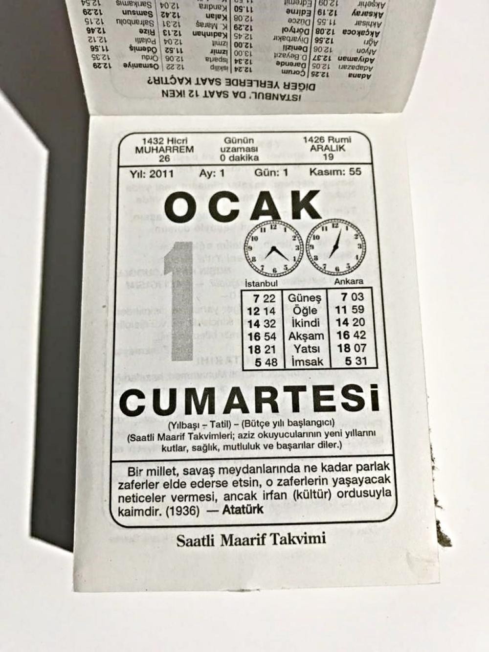 2011 Takvim yaprakları