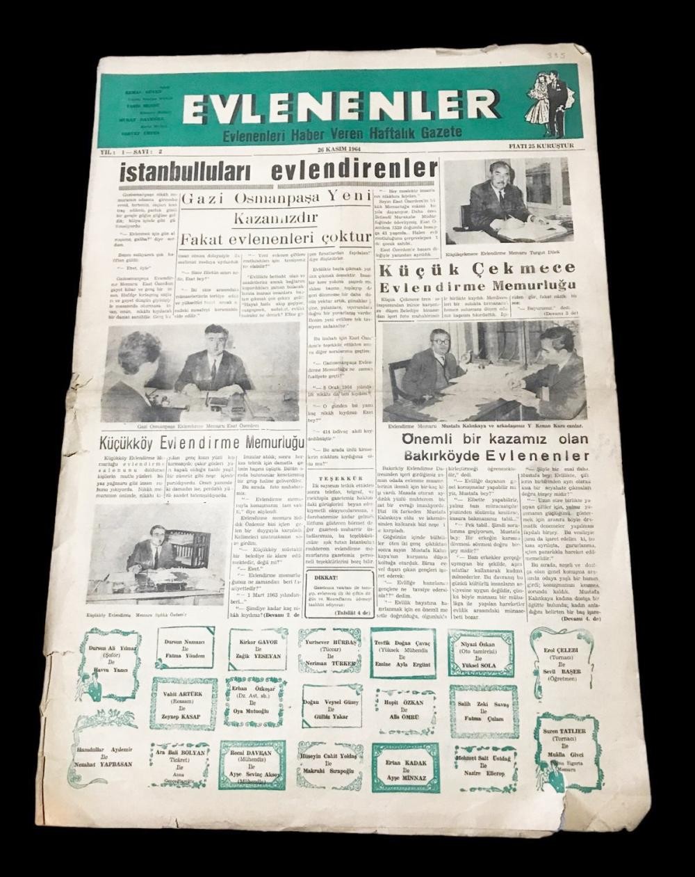 Evlenenler - Evlenenleri haber veren gazete / 26 Kasım 1964 - NADİRRR