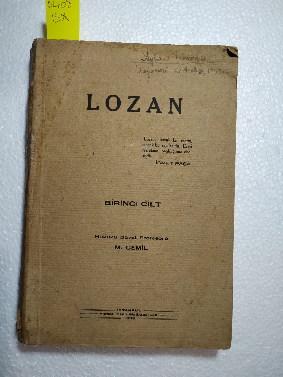 Lozan - 1. cilt / M. CEMİL - Kitap