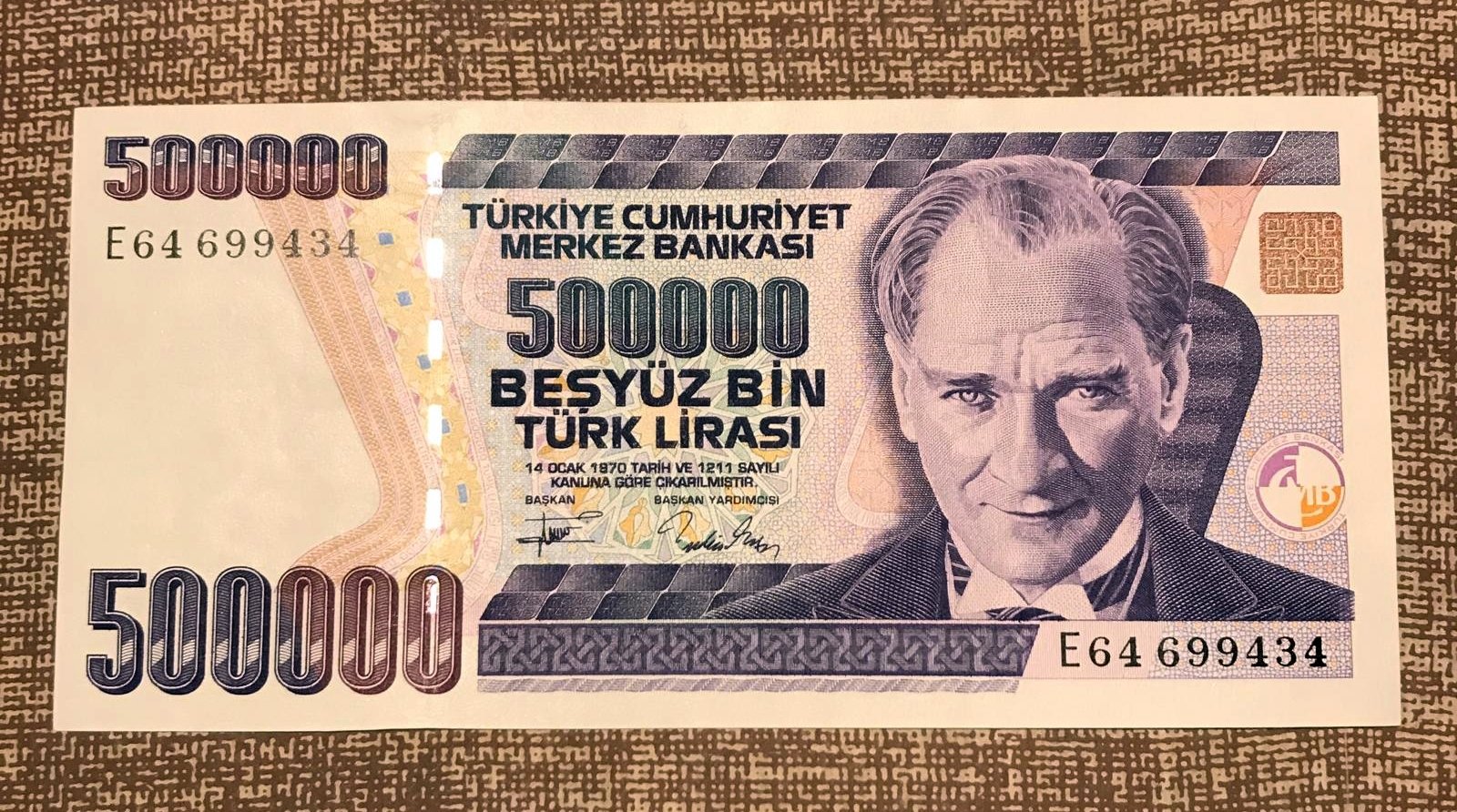 500000 Beşyüz Bin Türk Lirası