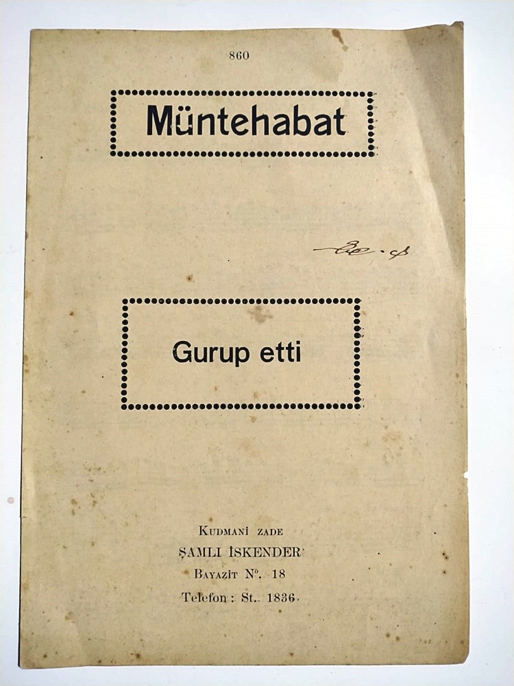 Müntehab - Gurup etti / Hacı Arif Bey - Nota