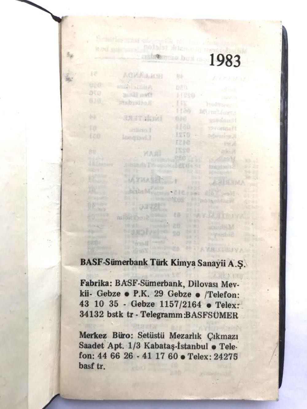 Basf Sümerbank Türk Kimya Sanayii - 1983 yılı cep fihristi