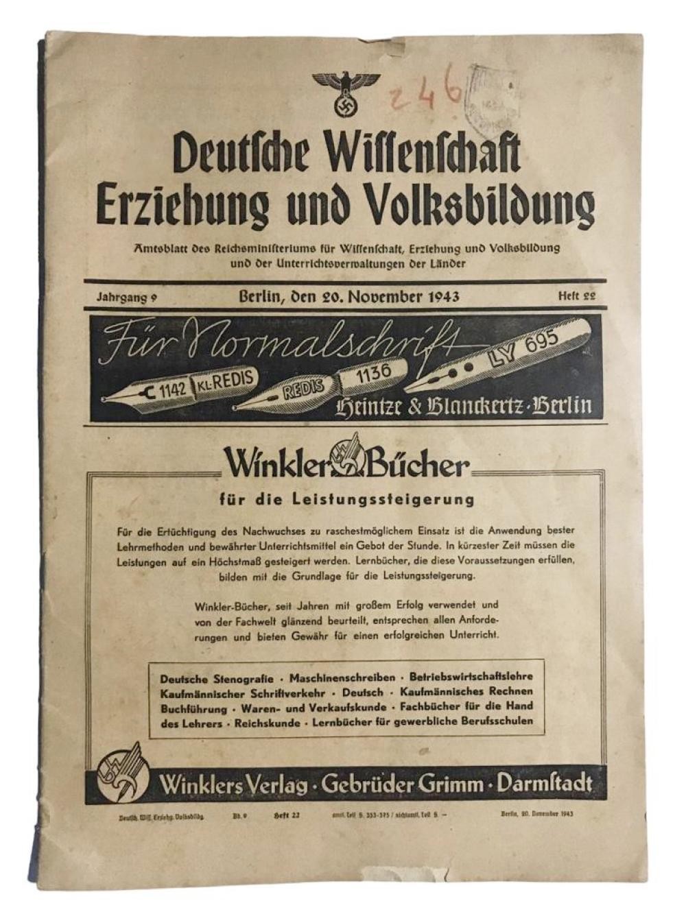 Deutsche Wiffenfchaft Erziehung und Volksbildung - Nazi dönemi, dergi