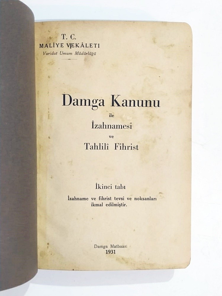 Damga kanunu izahnamesi ve tahlili fihristi / 1939 - Kitap