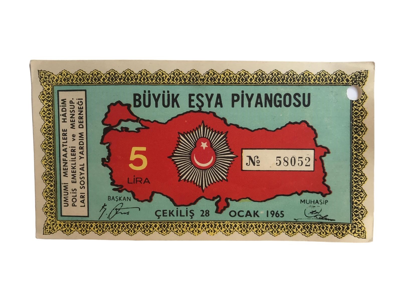 UMUMİ MENFAATLERE HADİM POLİS EMEKLİLERİ... 1965 - Piyango bileti