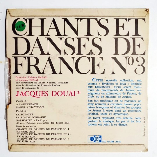 Chants Et Danses De France No. 3 / Jacques DOUAI - PLAK