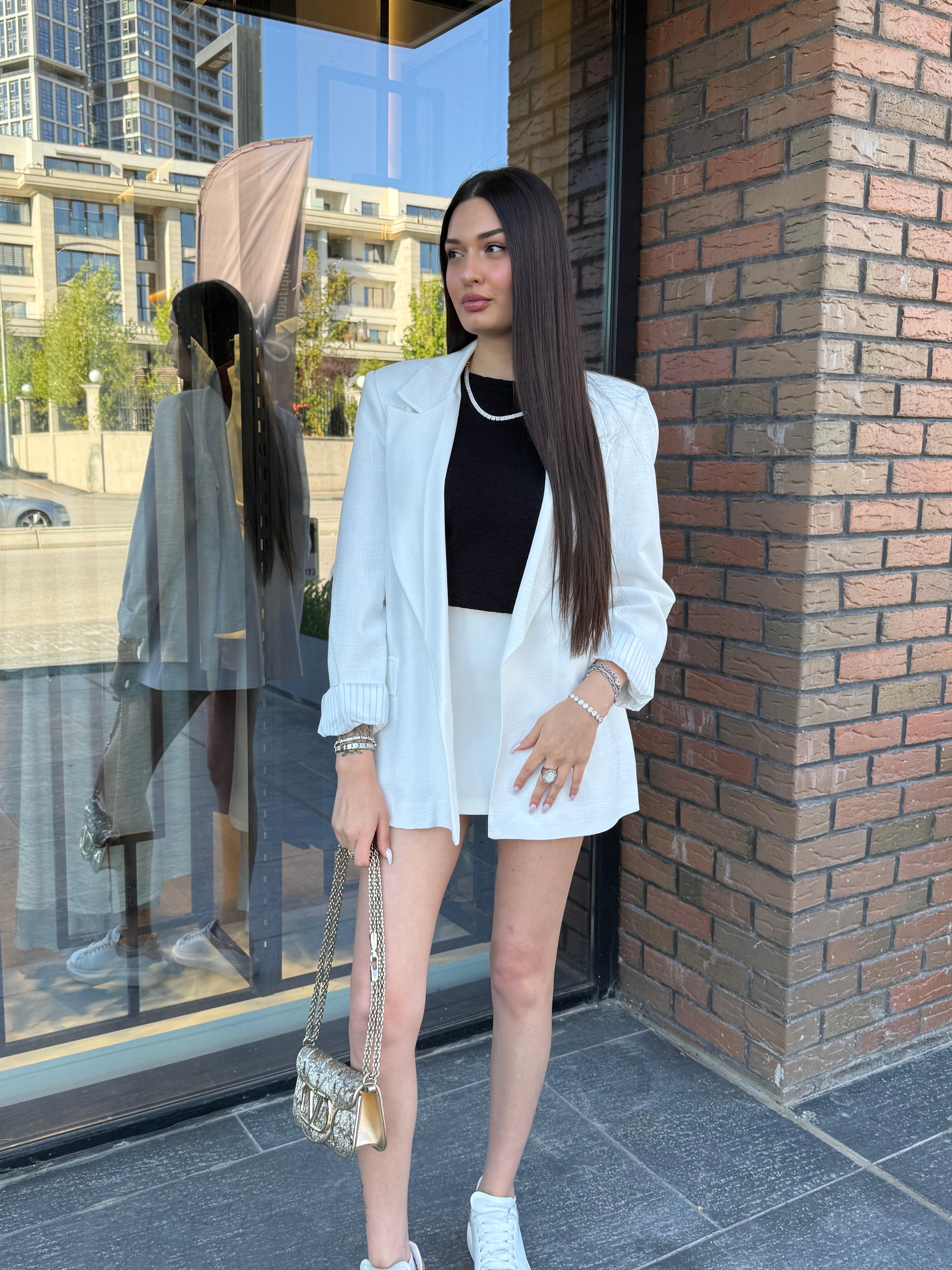 Keten Ceket - Beyaz