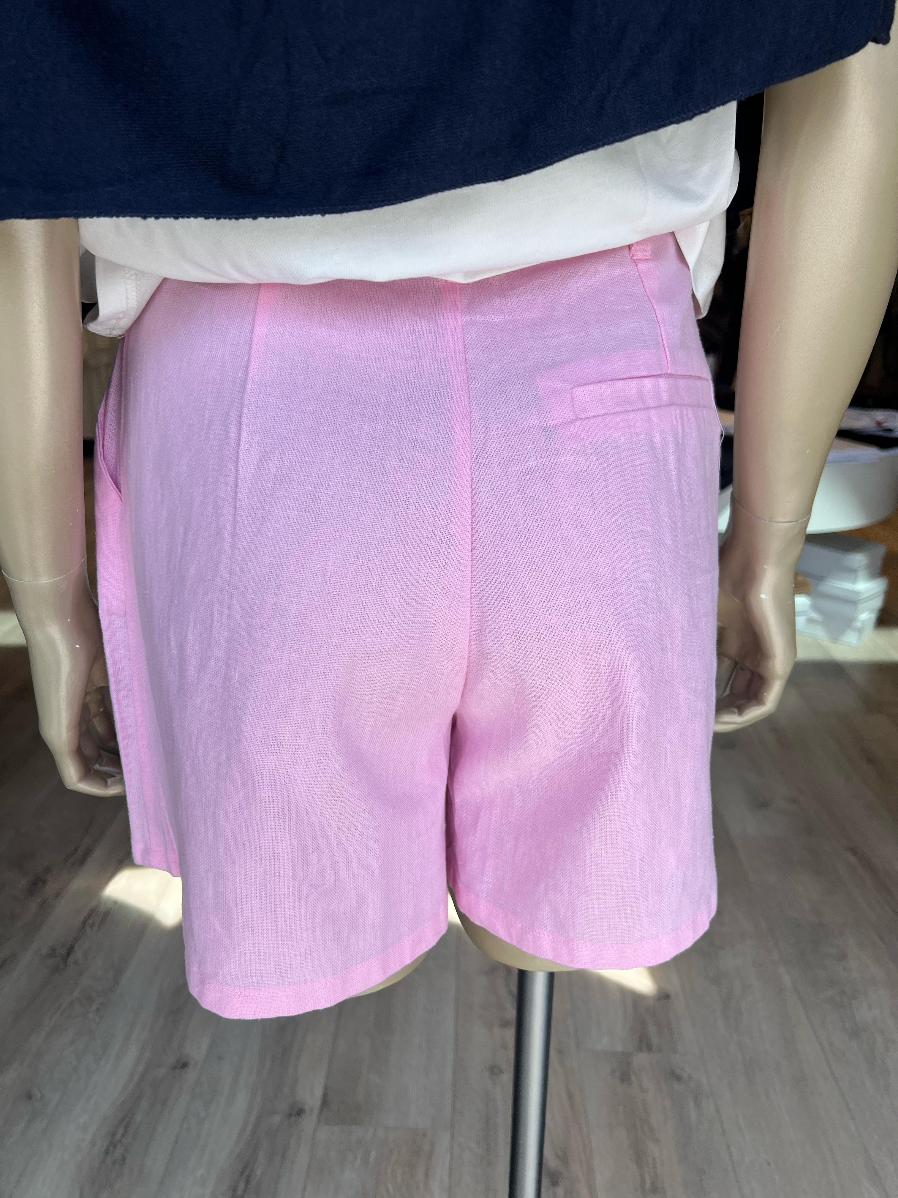 Pembe Keten Şort