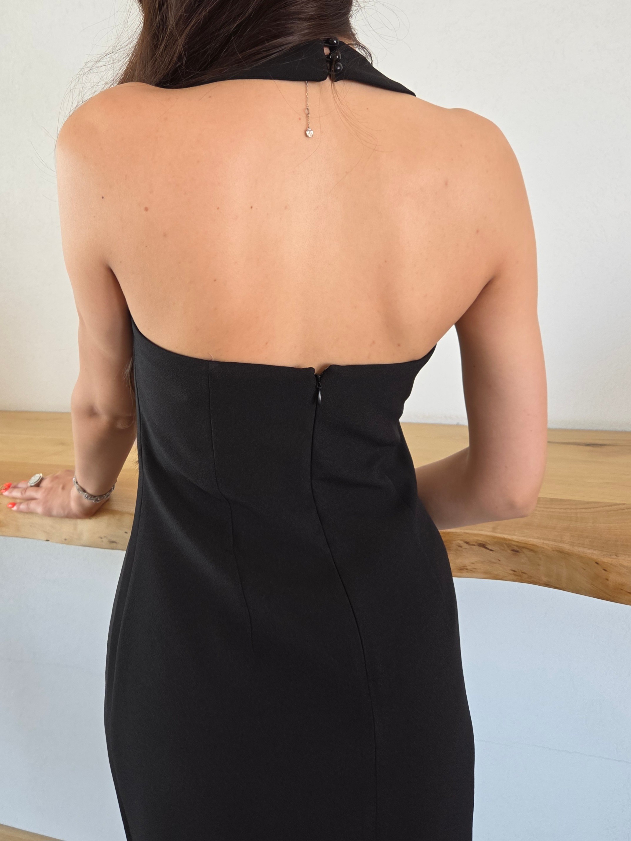 Halter Yaka Midi Elbise