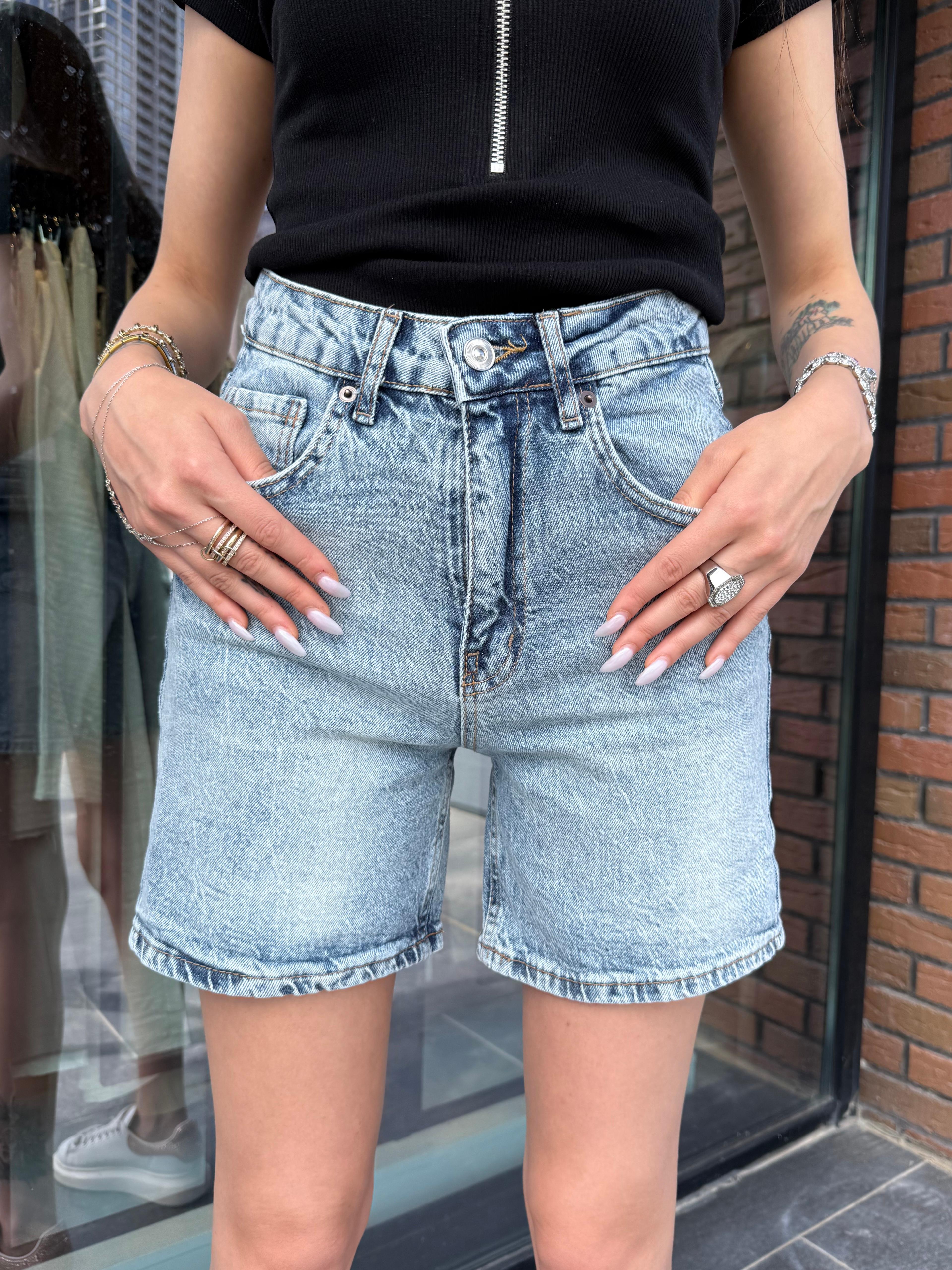 Denim Şort - Mavi