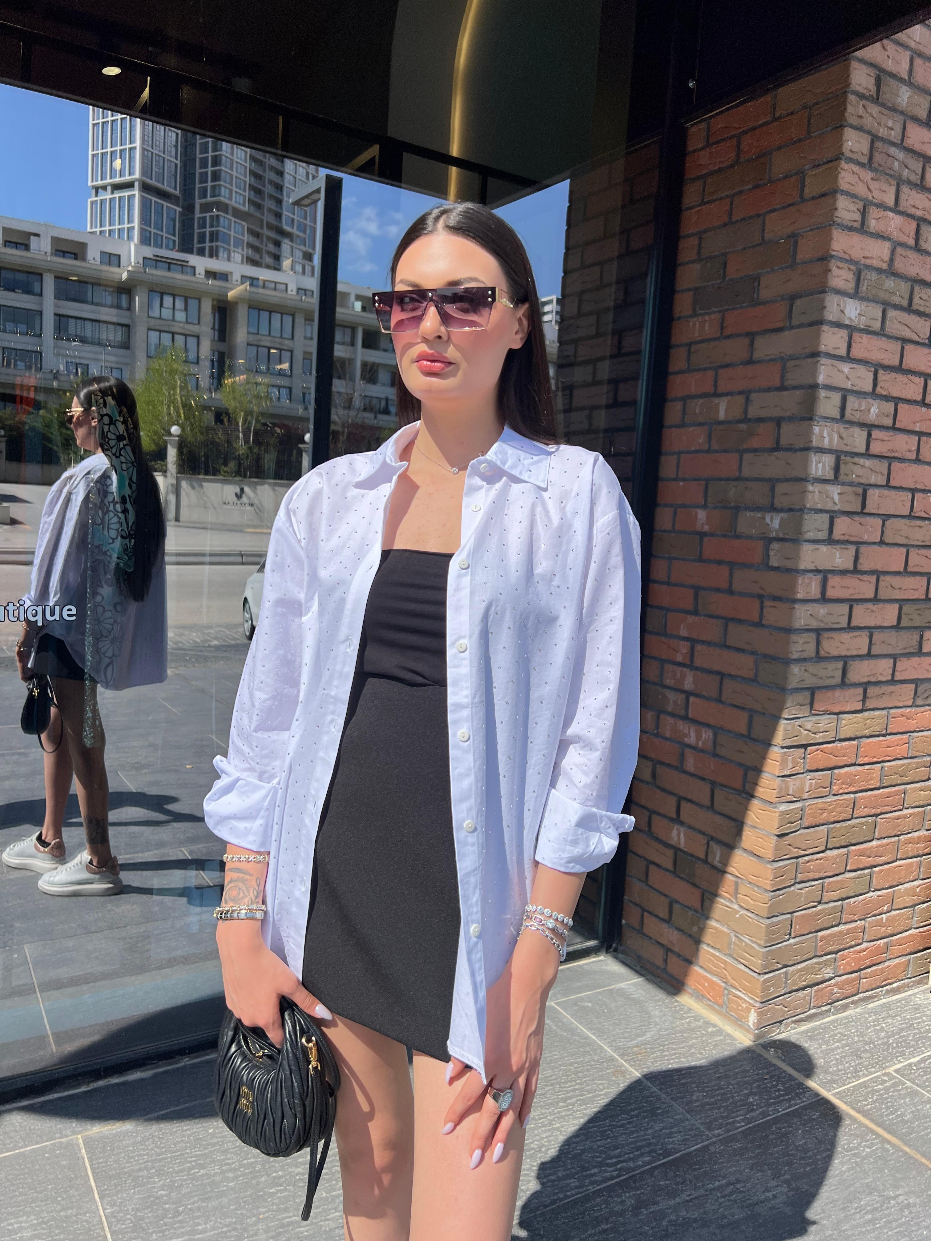Oversize Taşlı Gömlek
