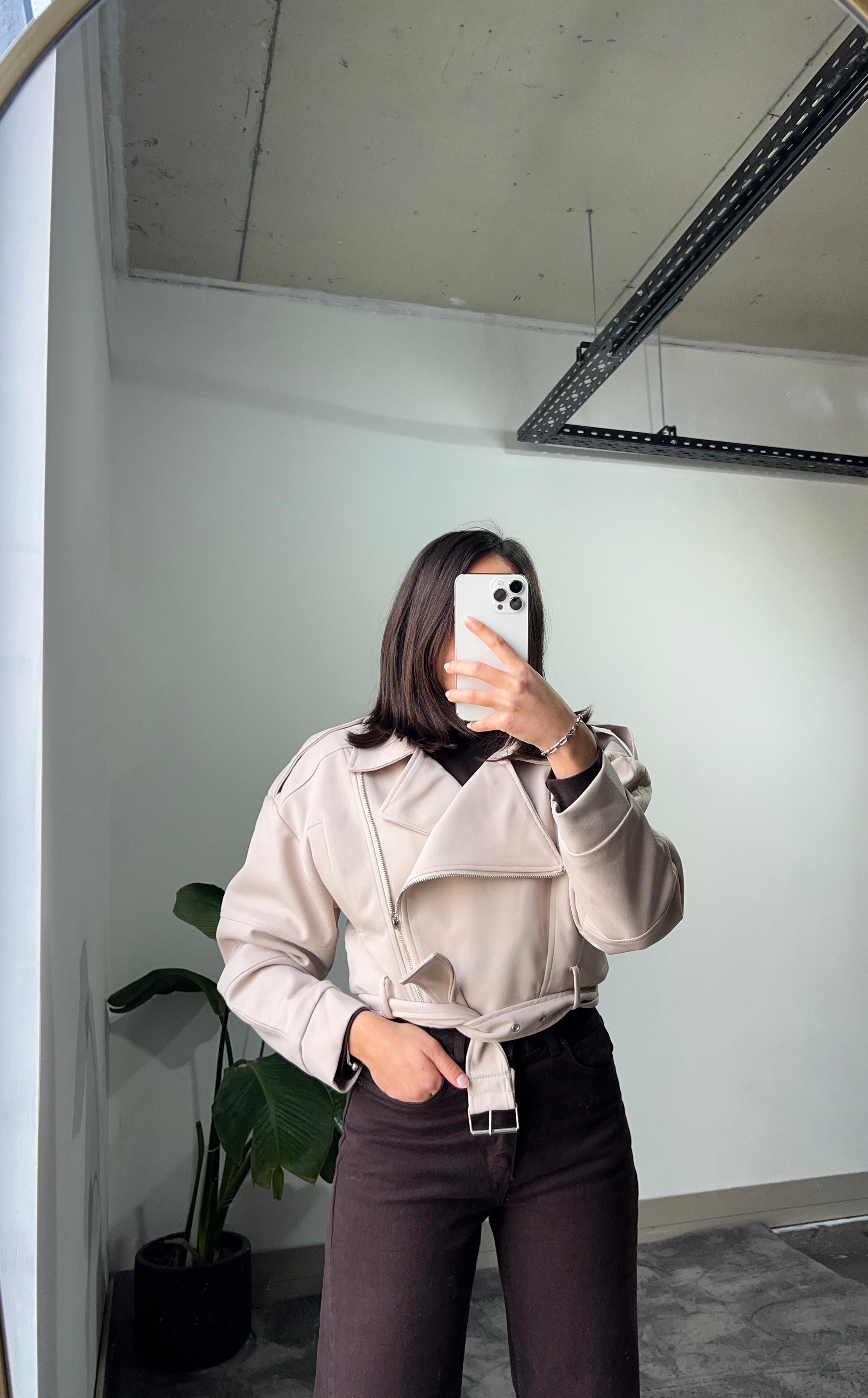Yandan Fermuarlı Crop Ceket
