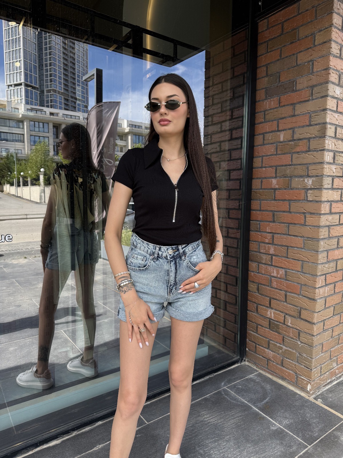 Kaşkorse Polo Yaka Fermuarlı T-shirt