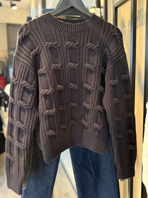 BISIKLET YAKA ORGU DETAYLI KAZAK - Kahverengi