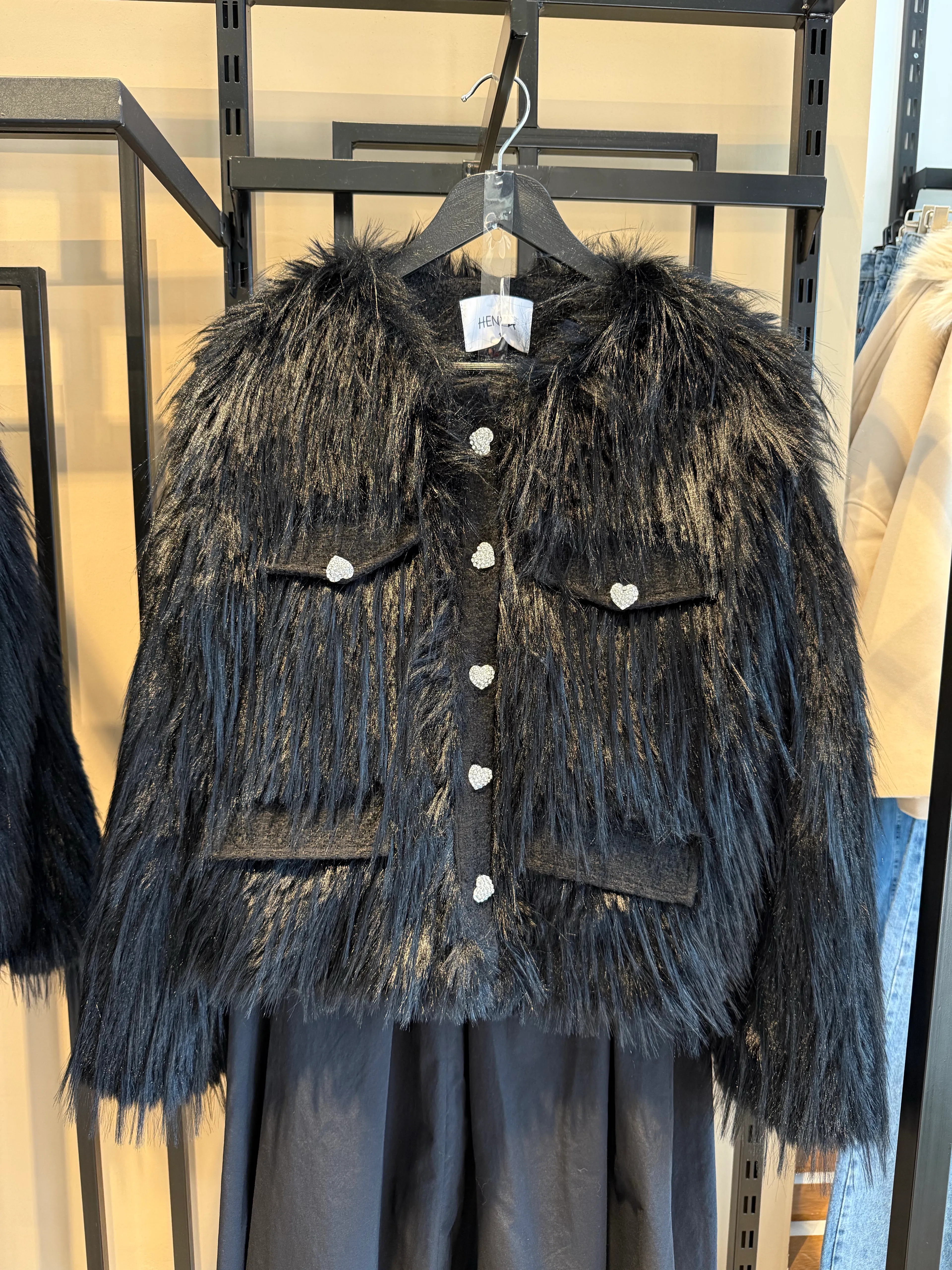 taş düğmeli  kürk