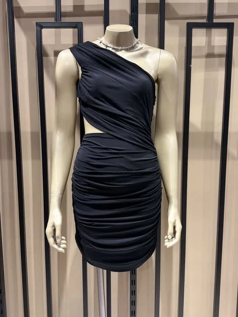 BÜZGÜLÜ BUZY ASIMETRIK ELBISE 