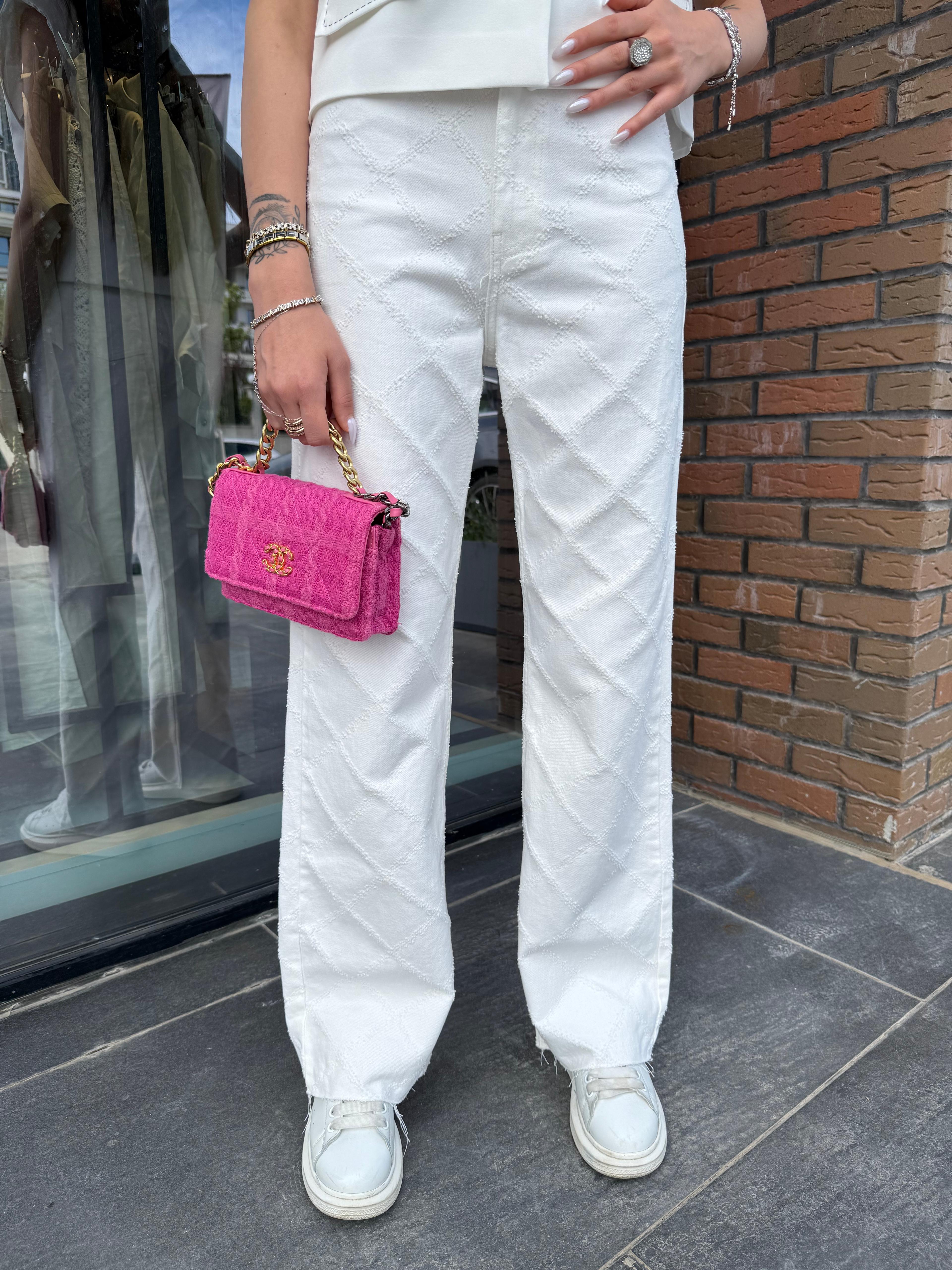 Baklava Desenli Jean