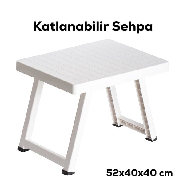 Katlanabilir  Plastik Sehpa - Beyaz