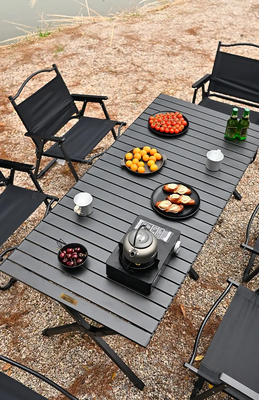 CAMPFESTO Campmaster Black Katlanabilir Kamp Masası 150x70 cm — 2