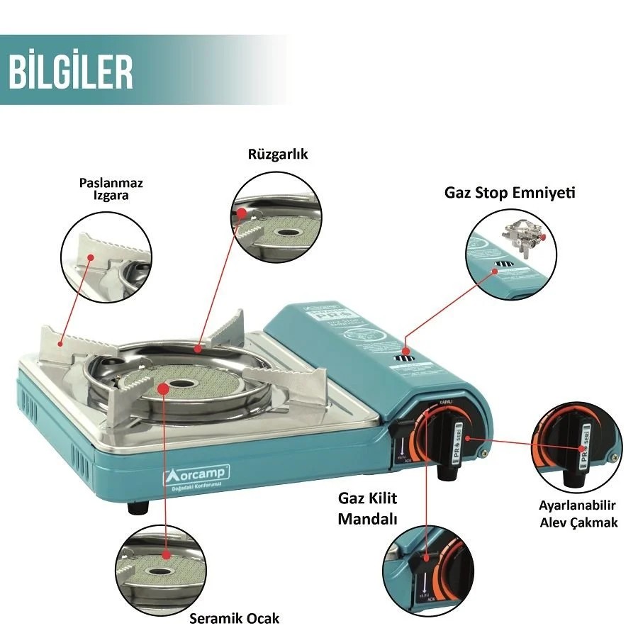 Seramik Pro  Portatif Ocak Plastik Çantalı - Gaz Stop Emniyetli