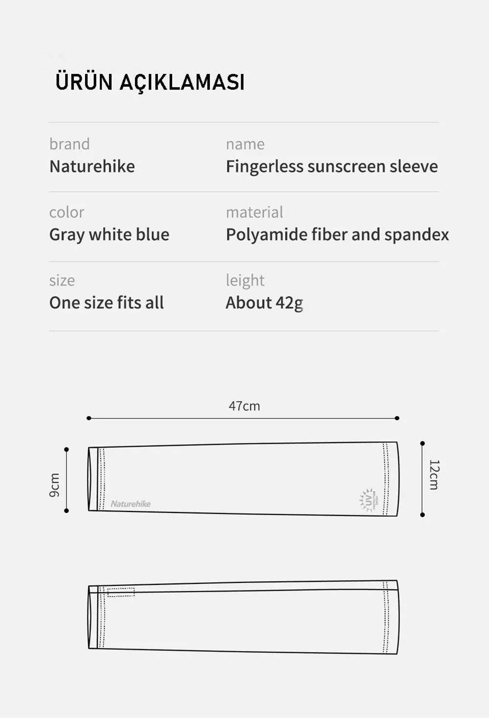 Naturehike UPF50+ Parmaksız Güneş Koruma Kollukları