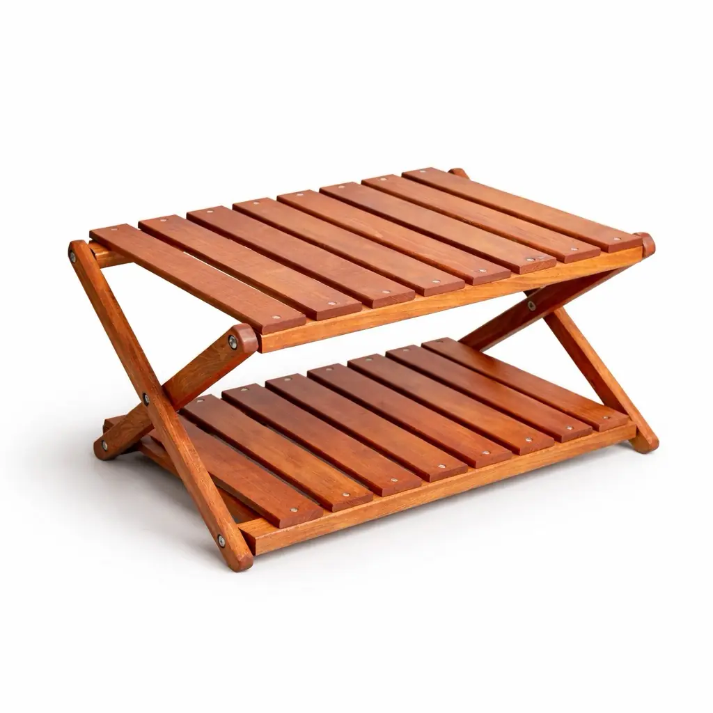 Kvox Stack Katlanır Çok Amaçlı Ahşap Kamp Rafı - Handmade — 1