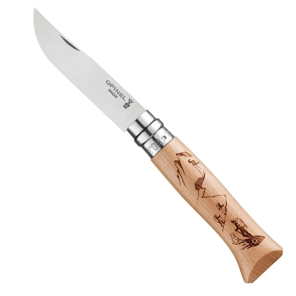 Opinel Inox No 08 Alpine Macera Yürüyüş Desenli Paslanmaz Çelik Çakı — 1