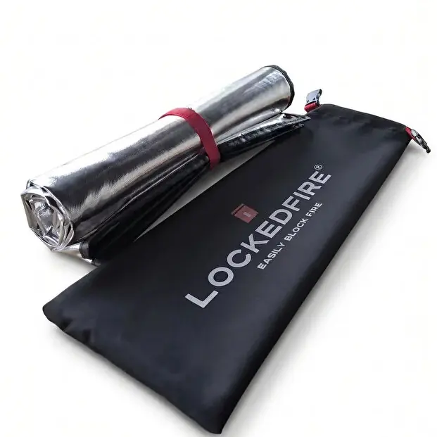 LOCKEDFIRE Kamp Çadırı Alüminize Yanmaz Soba Arkası Isı İzolatörü 100x150cm — 3