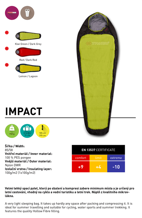 Trimm Impact -10'C Ultralight Uyku Tulumu - 195L, Kırmızı