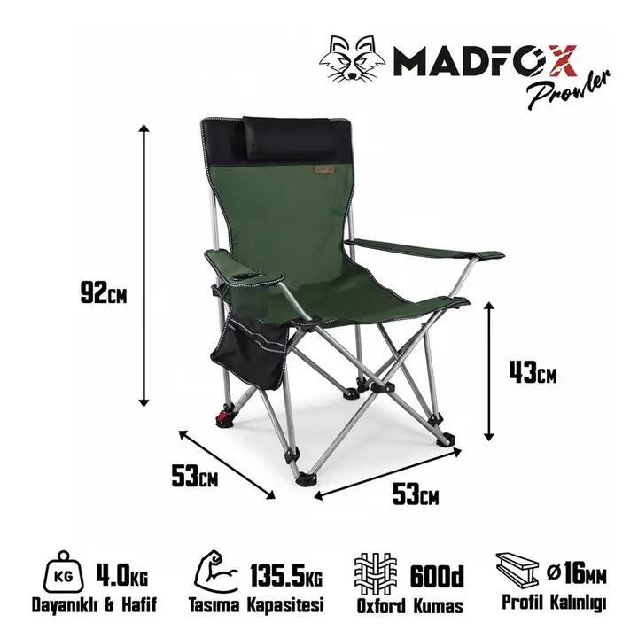 Madfox Prowler 3 Kademeli Yatabilen Kamp Sandalyesi — 4
