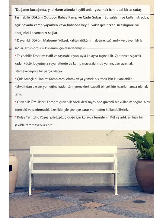 Northopia Yüksek Kalite Portatif Çadır Sobası Şömine Görünümlü Dış Bahçe Outdoor Kamp Karavan Soba