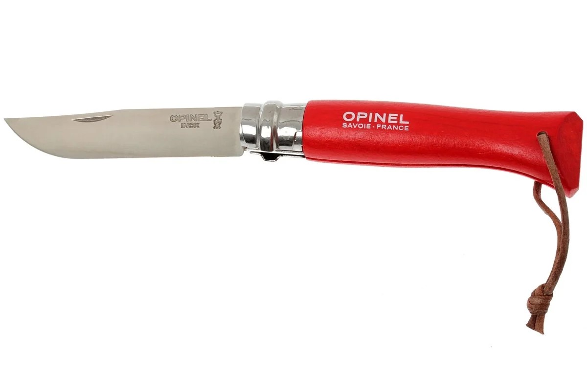 Opinel Inox No 8 Gürgen Saplı Paslanmaz Çelik Çakı (Kırmızı)