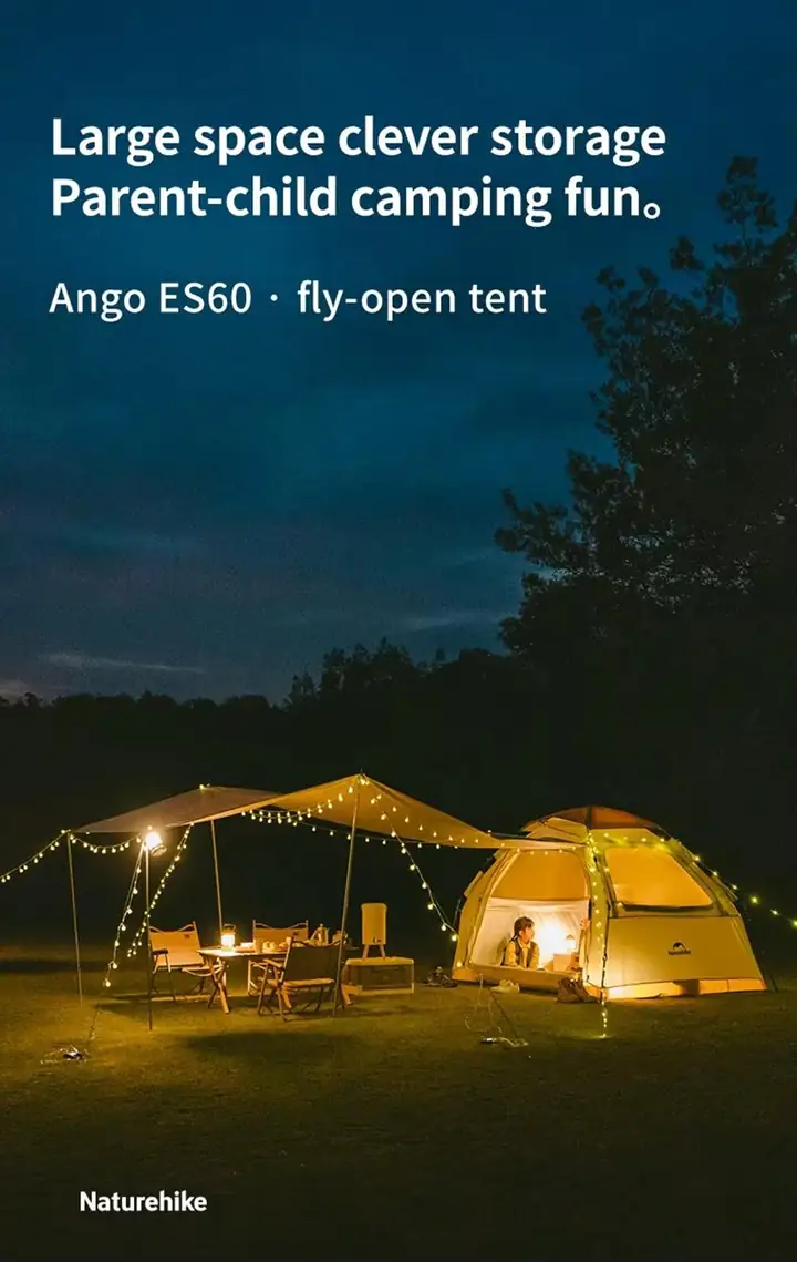 Naturehike Ango ES60 Gölgelikli Otomatik Kurulum Kamp Çadırı Thorn Yellow - Standart — 7