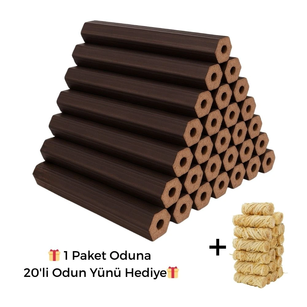 Outdoven Ecolog Katkısız Sıkıştırılmış %100 Kayın Briket Şömine ve Kamp Odunu - 20KG