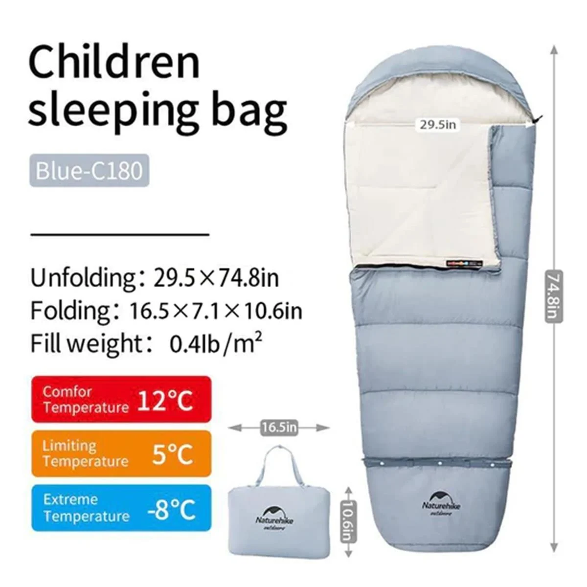 Naturehike C180 UltraLight Pamuklu Uyku Tulumu -8°C (Çocuk ) — 3