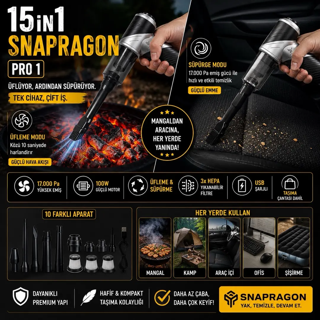 15in1 Mangal Üfleme / Süpürge / Snapragon Pro 1 — 2