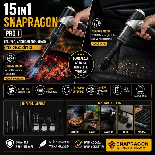 15in1 Mangal Üfleme / Süpürge / Snapragon Pro 1